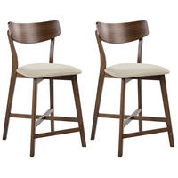 BARSTUHL 2er-Set Holz Braun/Beige Holly - Braun, Holz (49/93/54cm) - Beliani
