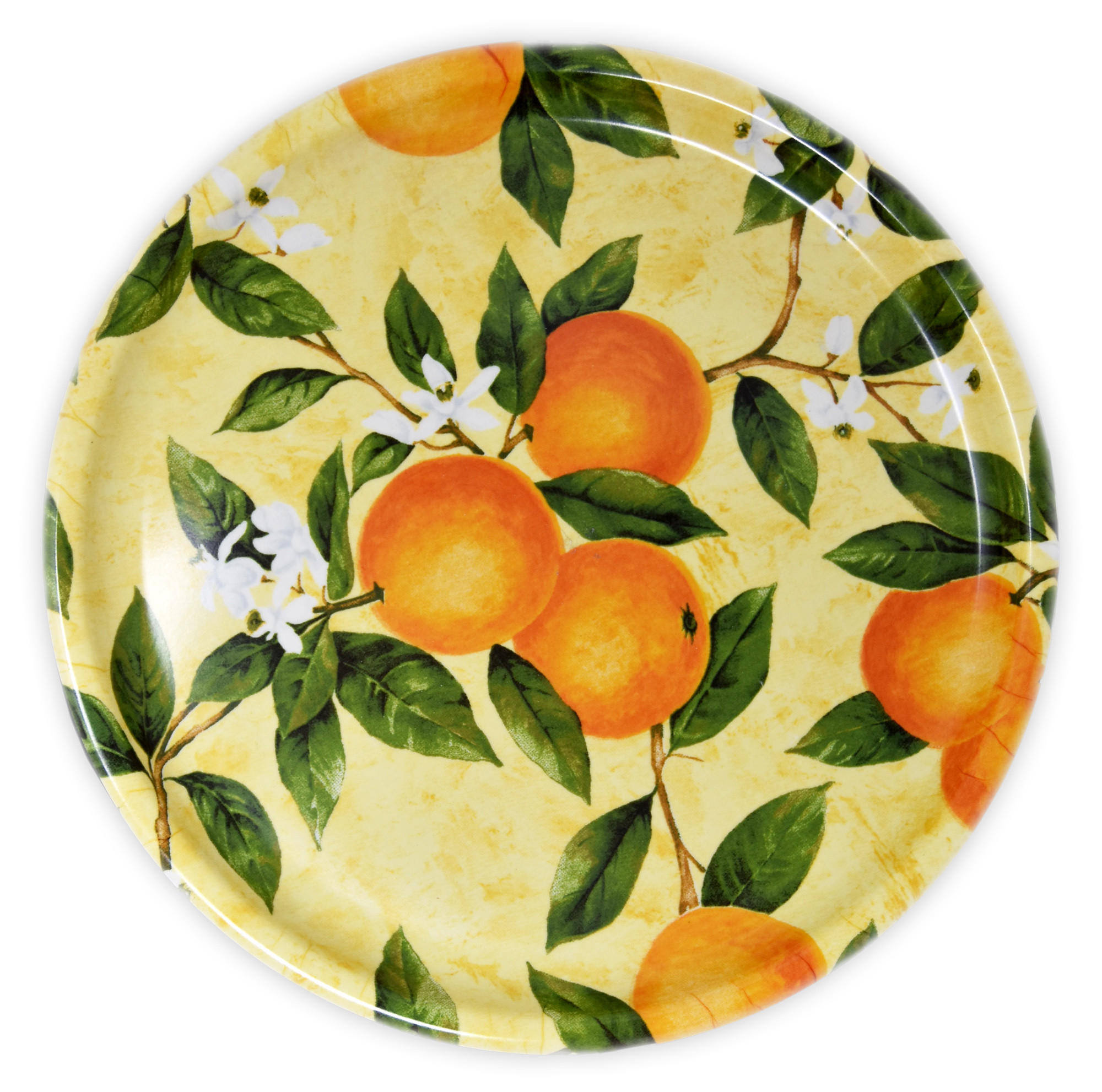 TABLETT rund Orangenhain, Melamin ServierTablett rund Ø 40 cm - Gelb, Kunststoff (40/2/40cm) - Lashuma