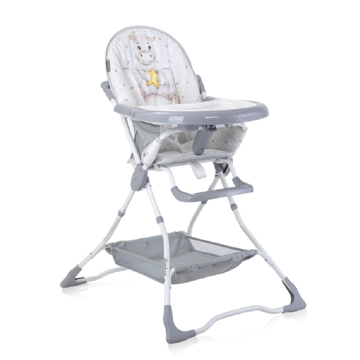 HOCHSTUHL Bonbon grau beige Bechervertiefung, klappbar, doppelter Tisch, Korb - Beige/Braun, Metall (62/112/80cm) - Lorelli