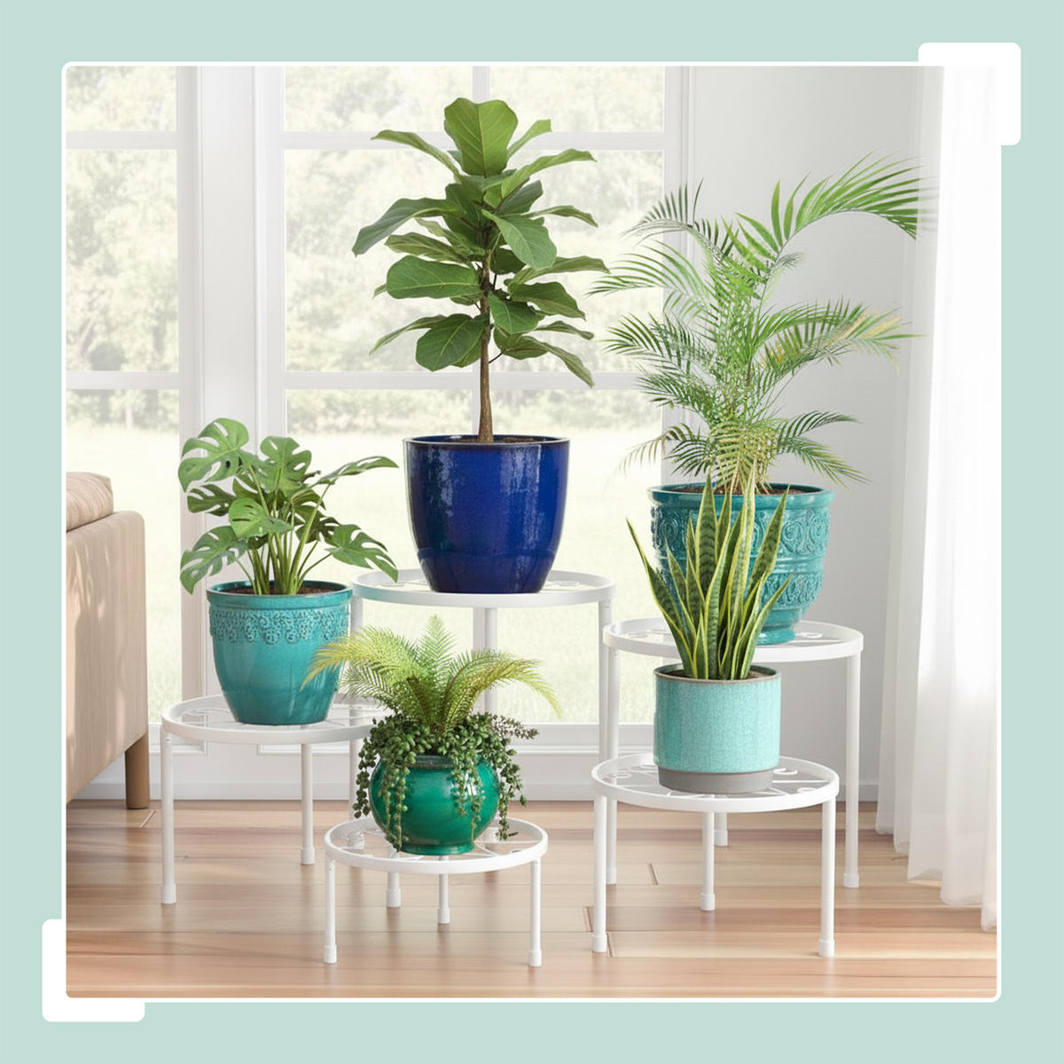 5DÍLNÁ sada stojanů na květiny - bílá, kov (30/20/30cm) - Relaxdays