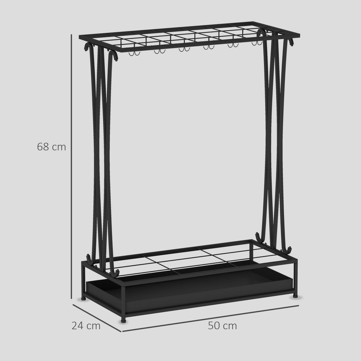 REGENSCHIRMSTÄNDER Zaragoza Norte Schwarz Stahl 50/24/68 cm - Schwarz, Metall (50/24/68cm) - Jamb