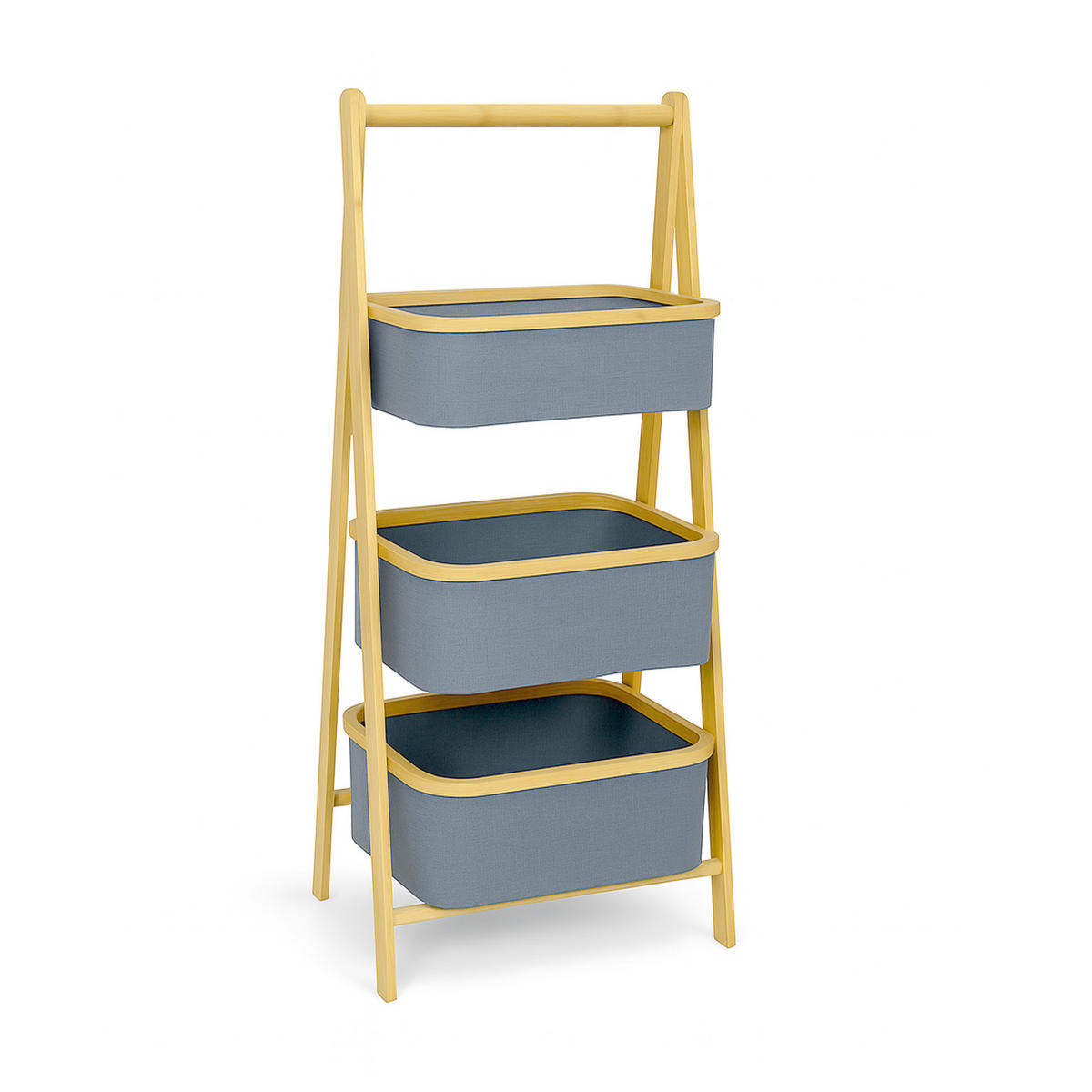 AUFBEWAHRUNGSREGAL Bambus mit 3 Stoffkörben 45x31×108 cm - Grau, Textil (45/108/31cm) - Bestlivings