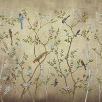 FOTOTAPETE Blumen und Vögel 424 x 280 cm - Braun, Papier (424/280cm) - Sanders & Sanders