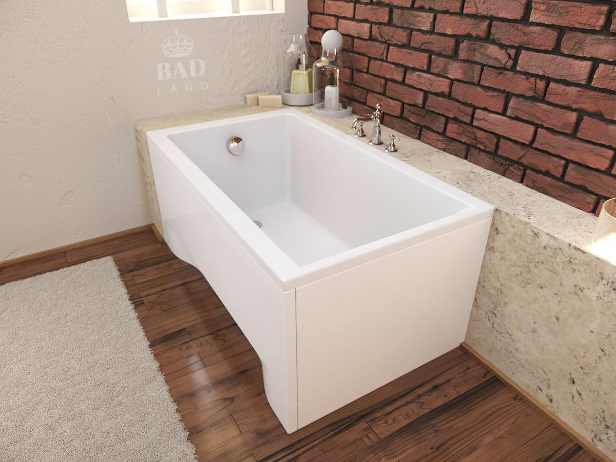 BADEWANNE Rechteck CAPRI 100/70 Ablauf & Füße - Weiß, Kunststoff (70/54.5/100cm) - bad land