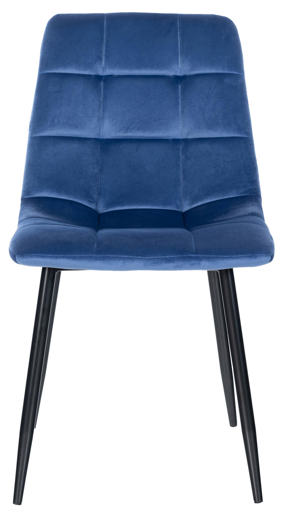 ESSZIMMERSTUHL Atina Samt, Gestell Metall Schwarz Blau - Blau/Schwarz, Textil/Metall (45/84/55cm) - TPFLiving