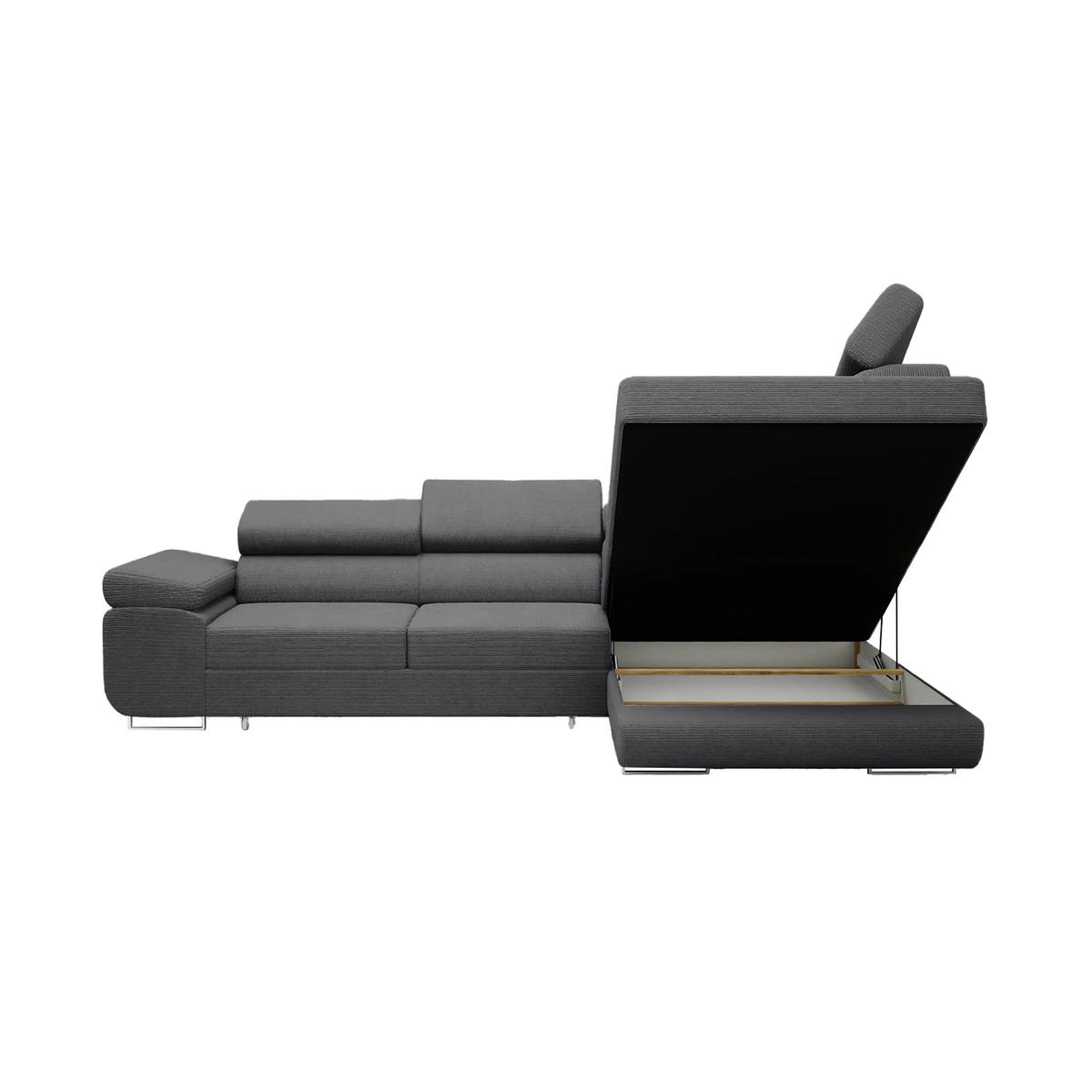 ECKSOFA Warton mit Schlaffunktion, Anthrazit - Anthrazit, Textil (275/202cm) - Fedve