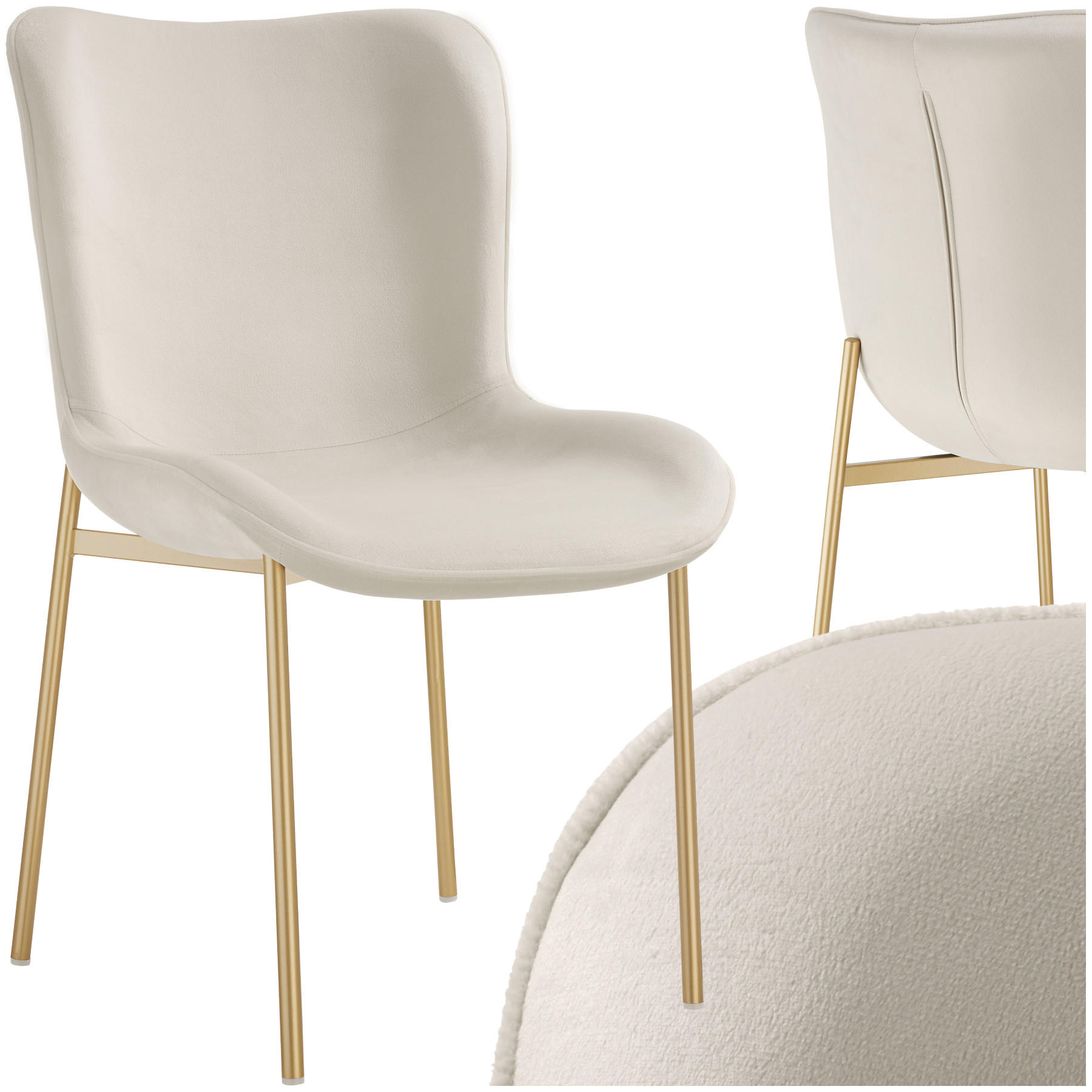 POLSTERSTUHL 1er Set Tessa 54 x 62 x 90 cm Samt beige/gold - Goldfarben/Samtahornfarben, Kunststoff (54/90/62cm) - tectake