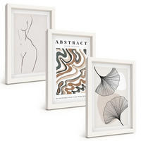 BILDER SET 3er Set - 20x30 cm Weißer Rahmen - Abstrakte Boho-Musterformen - Weiß, Kunststoff (20/30cm) - TULUP