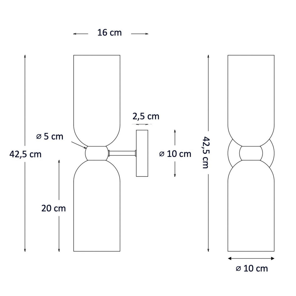 WANDLEUCHTE Leonora, Messing und Weiß, 42.5cm - Messingfarben, Glas (10/42.5/16cm) - KOSILUM