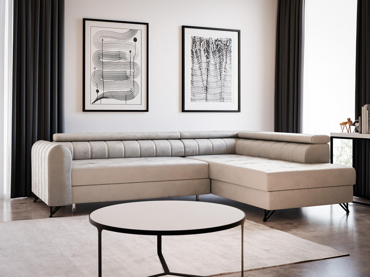 ECKSOFA Alice, Seite: Rechts - Beige, Holz/Textil (250/179cm) - Sofnet