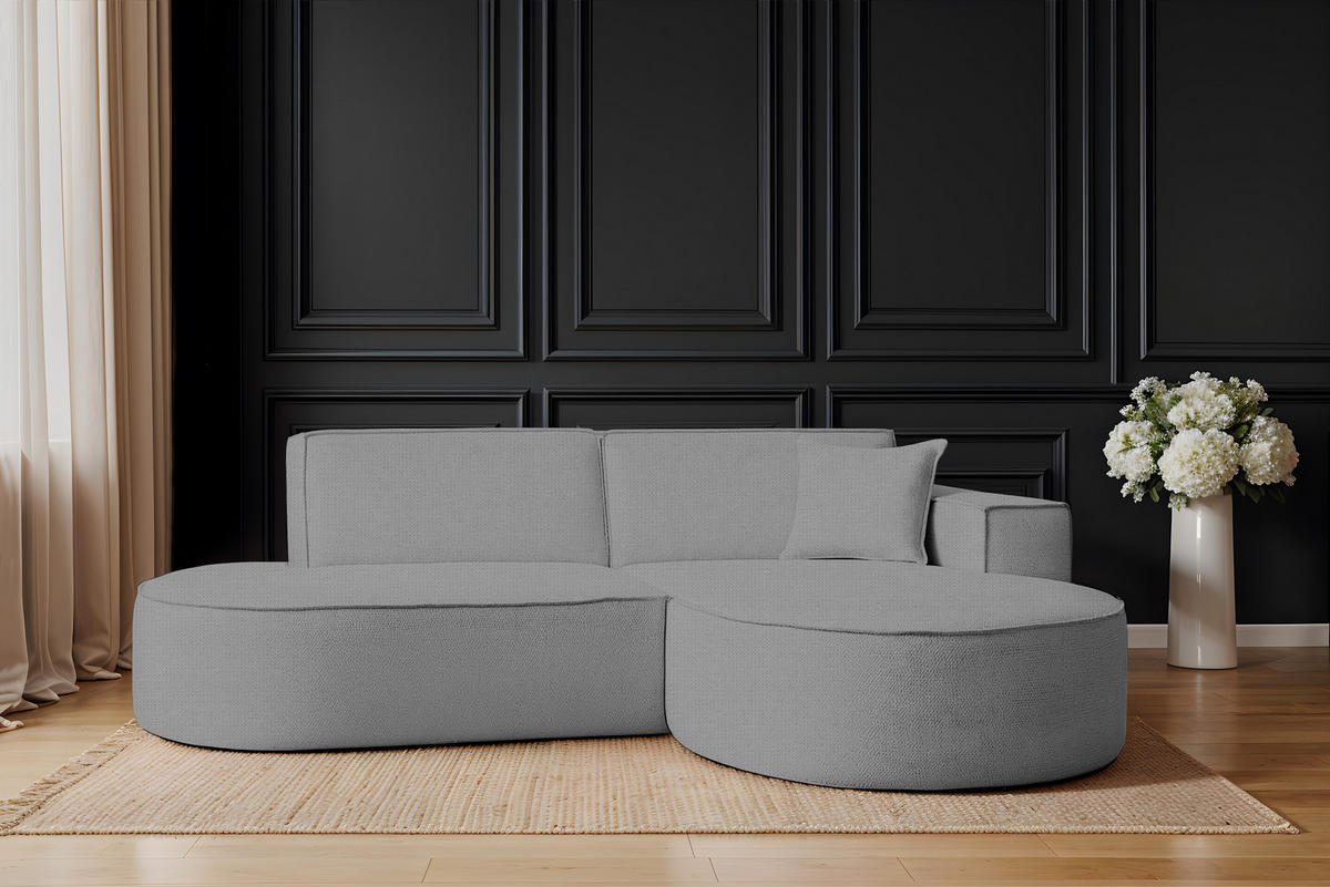 ECKSOFA Modena Studio Stoff Artico, Cement Rechts - Grau, Holz/Textil (236/165cm) - Kaiser Möbel