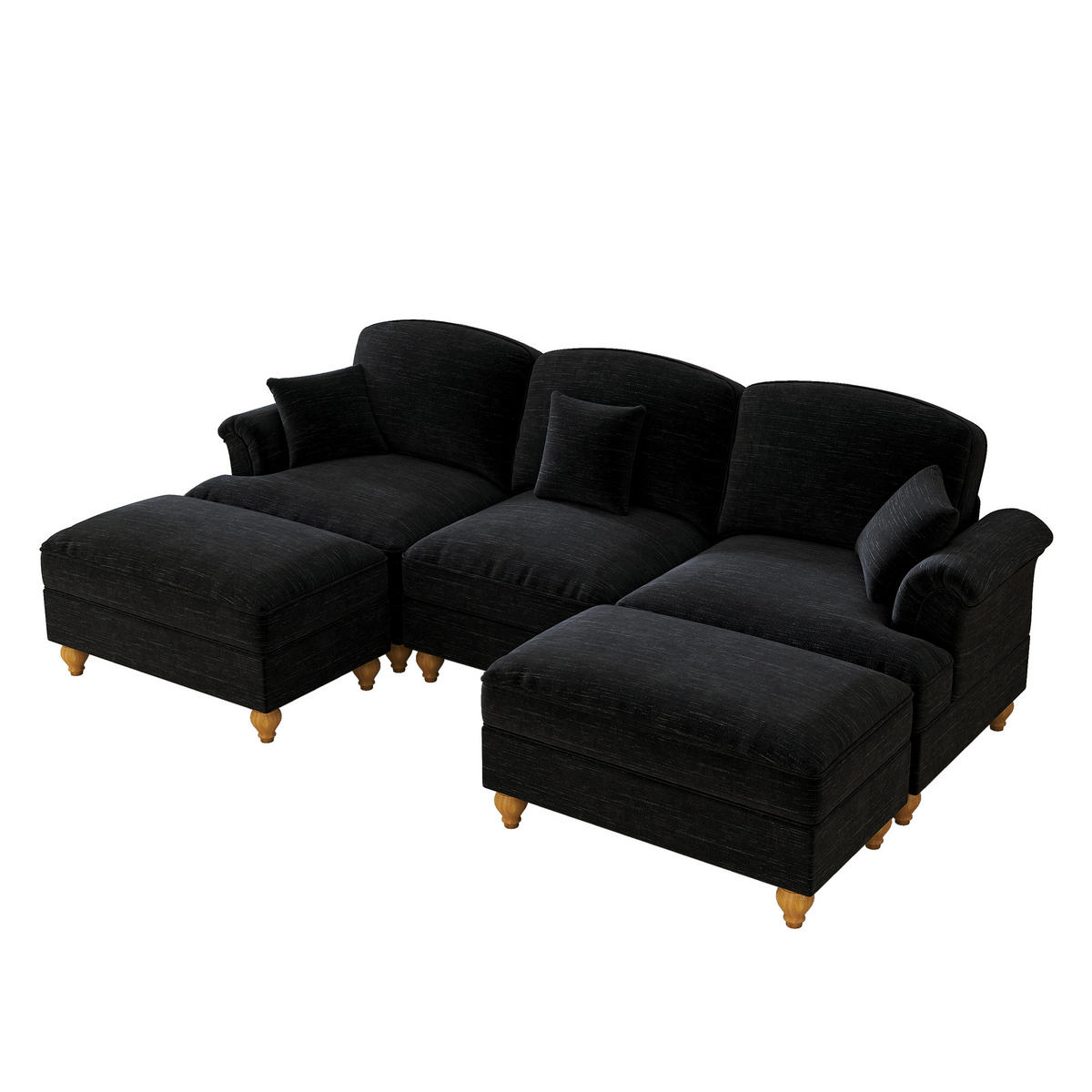 3-SITZER Sofa 272x140x93 cm aus Chenille-Stoff zweifarbig gestaltbar, schwarz - Schwarz, Textil (140/93/272cm)