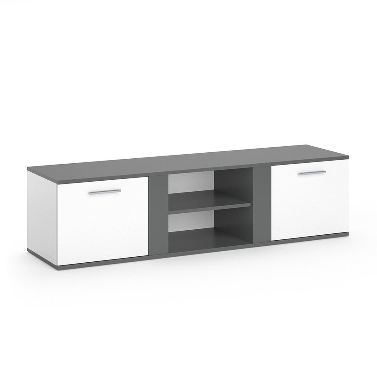 LOWBOARD Novelli Anthrazit 155 x 41 cm - Anthrazit/Weiß, Holzwerkstoff (155/41/40cm) - Vicco