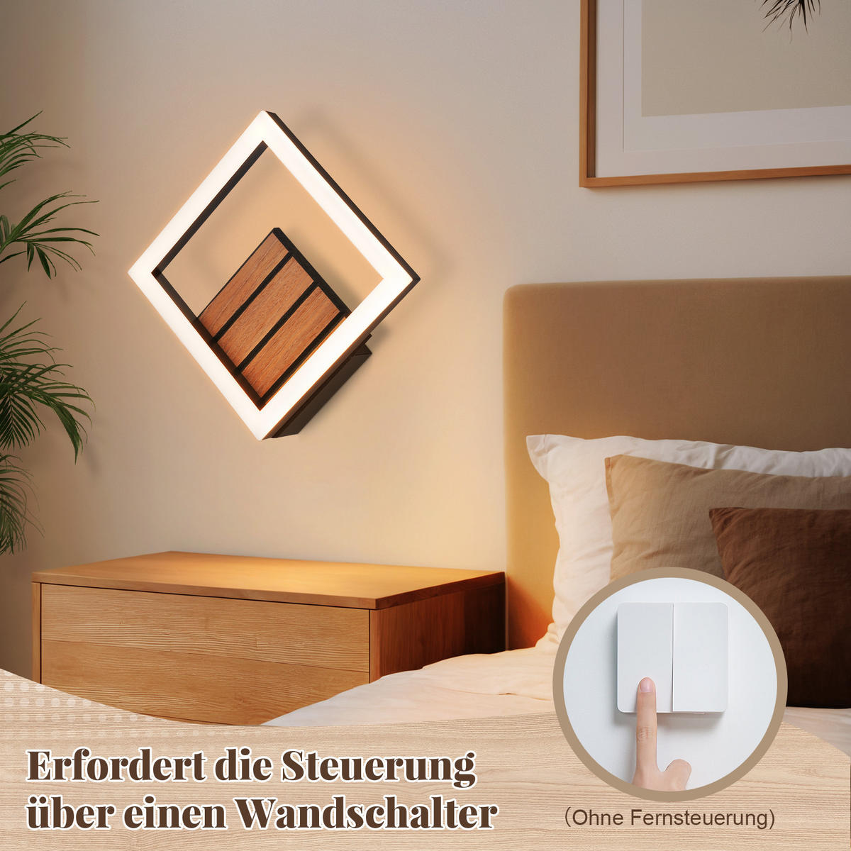 LED WANDLEUCHTE Zovix 17/17/6 cm - Schwarz, Kunststoff/Metall (17/6/17cm) - ZMH