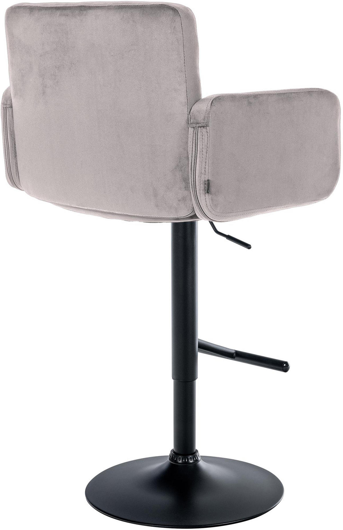 BARHOCKER Lausanne Samt schwarz grau - Hellgrau/Schwarz, Textil/Metall (60/113/56cm) - TPFLiving