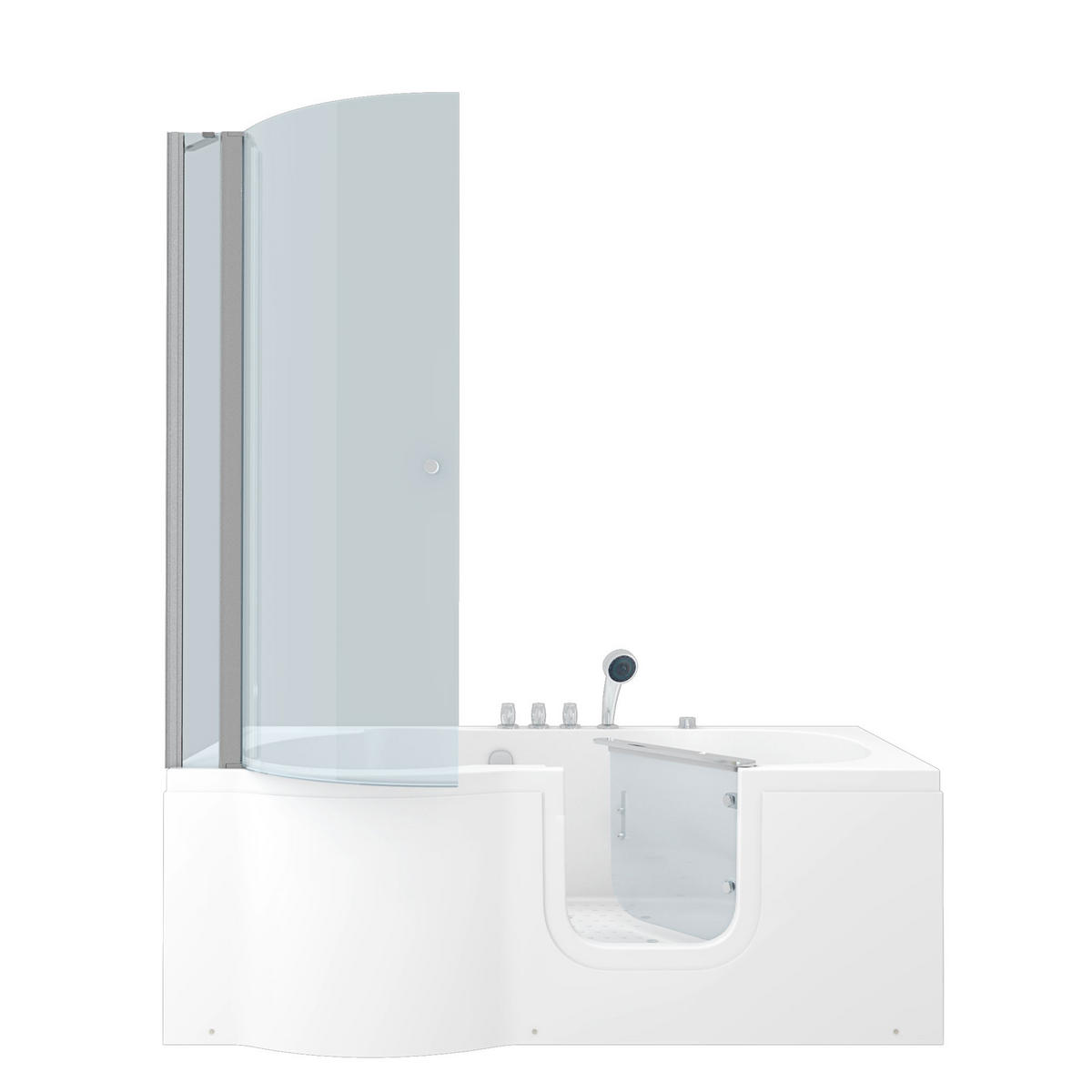 SENIORENDUSCHE Sitzwanne mit Tür S12D-TH-AIR-R-EC 85x170 cm - Weiß, Glas/Kunststoff (170/200/85cm) - AcquaVapore by Sandra Jentho