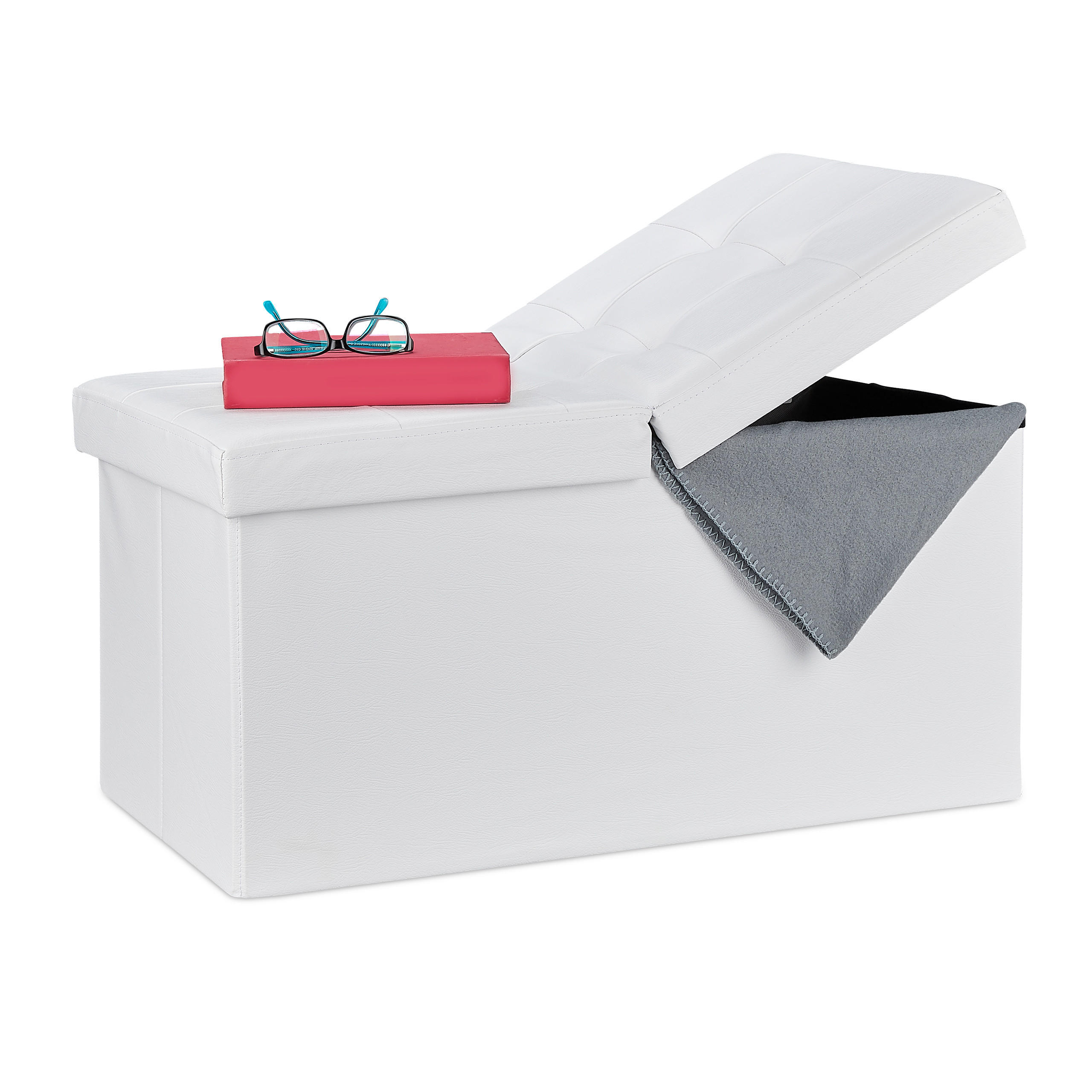 SITZBANK - Weiß, Holzwerkstoff/Kunststoff (75/39/37cm) - Relaxdays