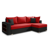 ECKSOFA Lord, Seite: Rechts - Rot/Schwarz, Holz/Textil (238/141cm) - Sofnet