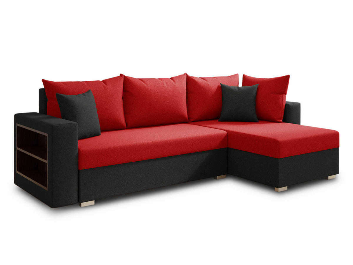 ECKSOFA Lord, Seite: Rechts - Rot/Schwarz, Holz/Textil (238/141cm) - Sofnet