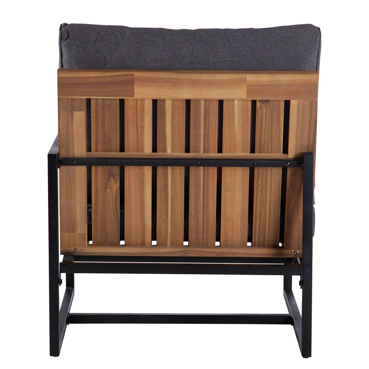 LOUNGEECKE - Polyester / Akazie massiv - Grau / Braun - Braun/Grau, Holz/Textil (68/79/82cm) - home24