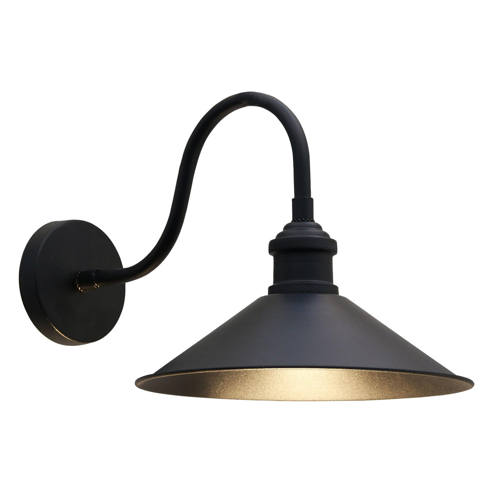 WANDLEUCHTE Innen Vintage 24/13 cm - Goldfarben/Schwarz, Metall (24/13cm) - Bamyum