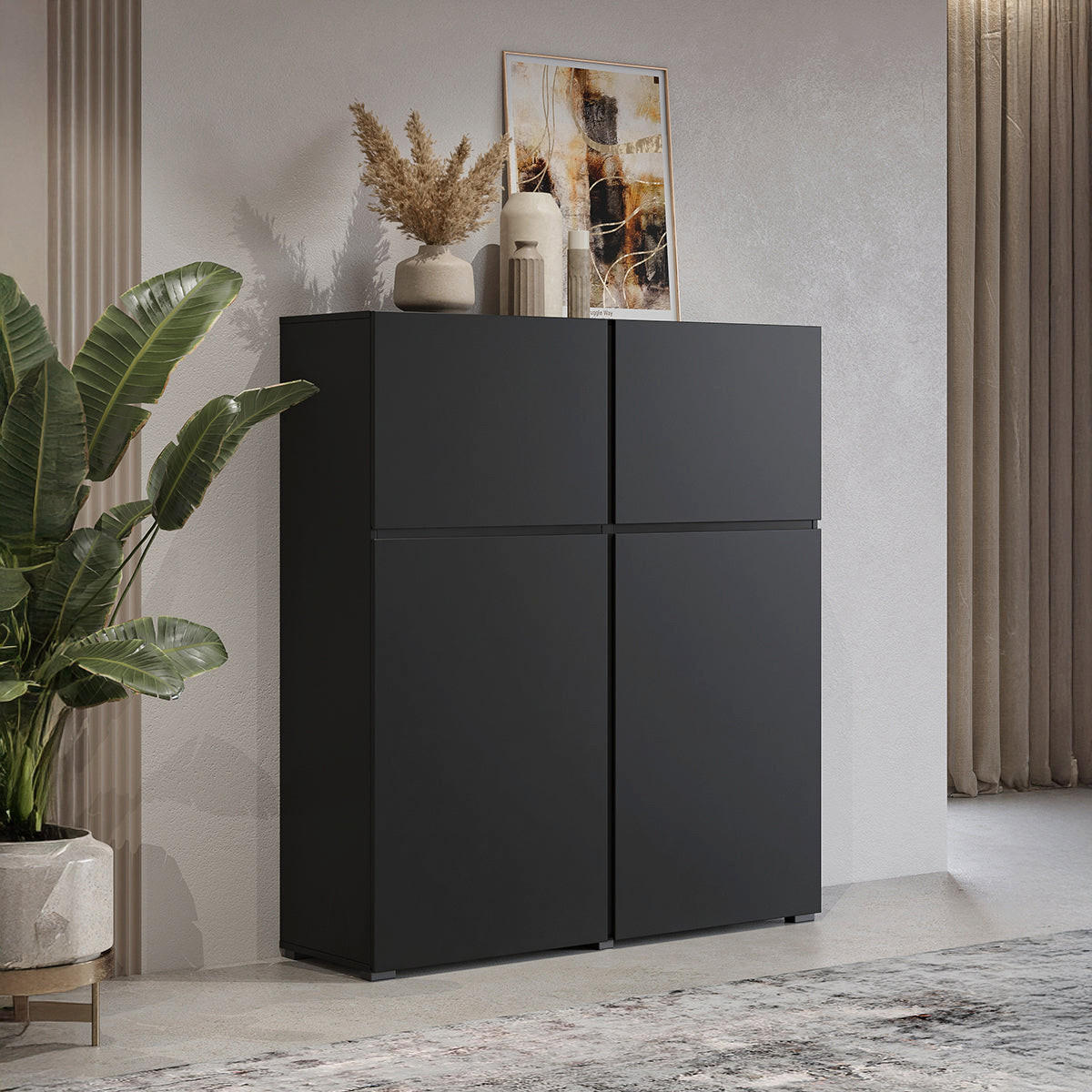 SIDEBOARD Lilia Černá - černá, kompozitní dřevo (119/139/40cm) - Petits-meubles