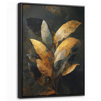 LEINWAND Bilder mit Rahmen - Golden Leaf Komposition - Botanical Luxury - 30x40 - Goldfarben, Textil (30/40cm) - MuchoWow