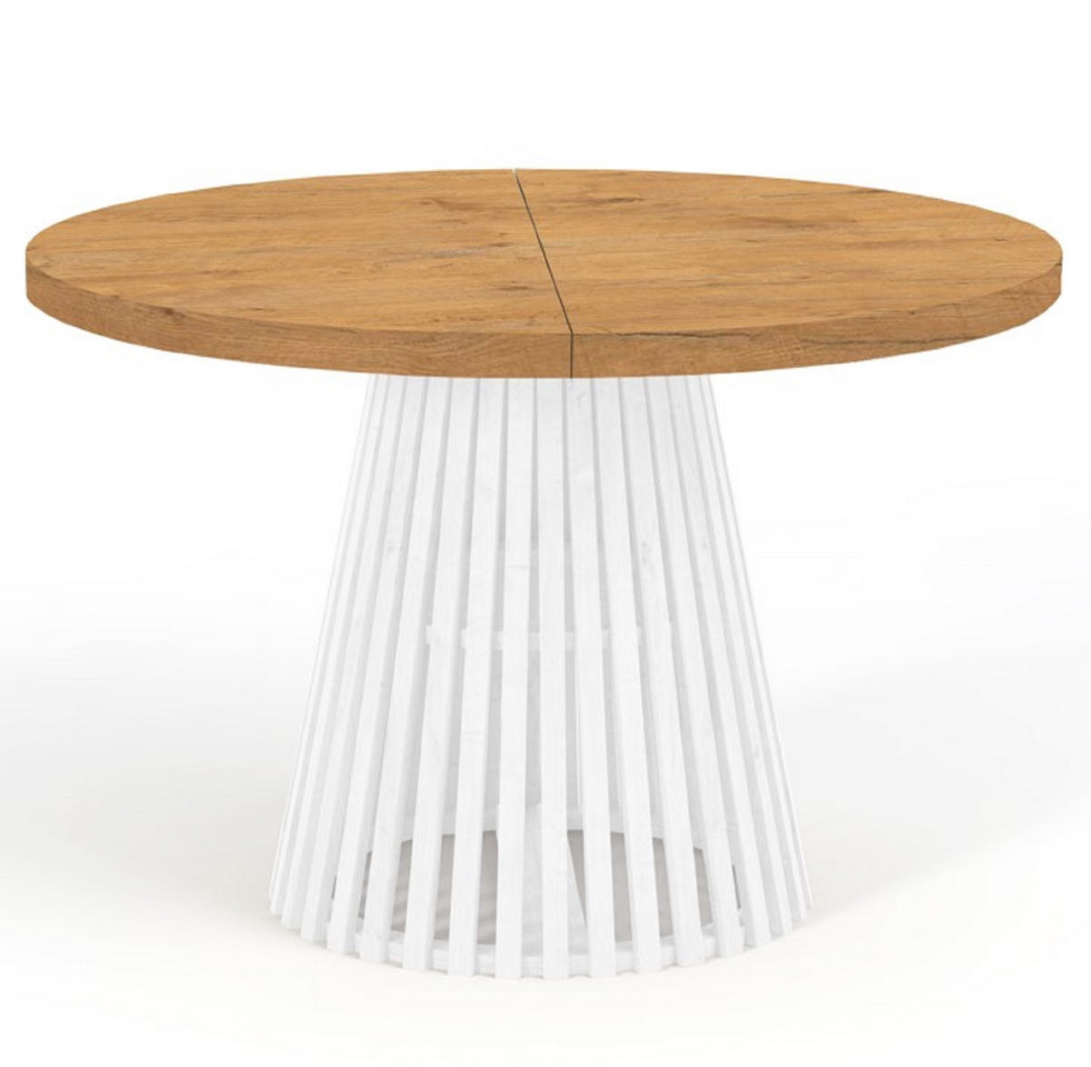 ESSTISCH runder ausziehbarer Tisch für Esszimmer DOVER 90 / 190 cm, Farbe: Eiche Lancelot / Weiß - Hellbraun/Weiß, Holz (190/90/77cm) - Dekori_Interiors