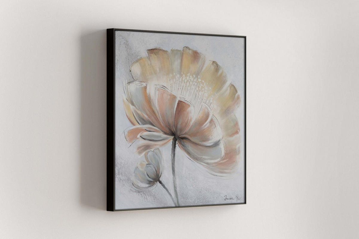 OLEJOMAĽBA 80/80 cm, Zvieratá - sivá/béžová, drevo/textil (80/80cm) - KUNSTLOFT