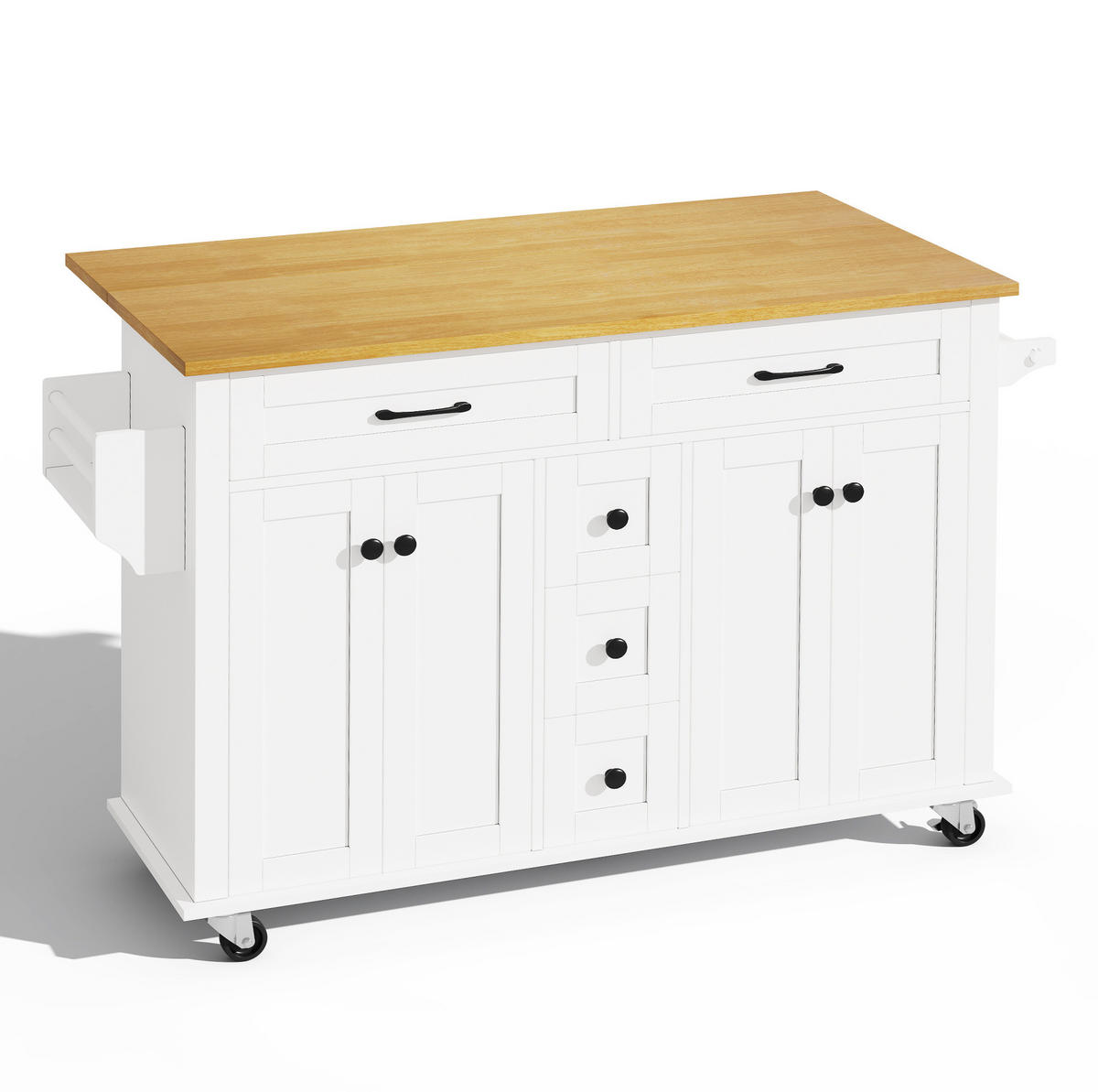 KÜCHENINSEL 140/89/40 cm Weiß/Natur aus MDF mit klappbarer Arbeitsplatte - Weiß, Holzwerkstoff (65/89/140cm) - OKMYHOME