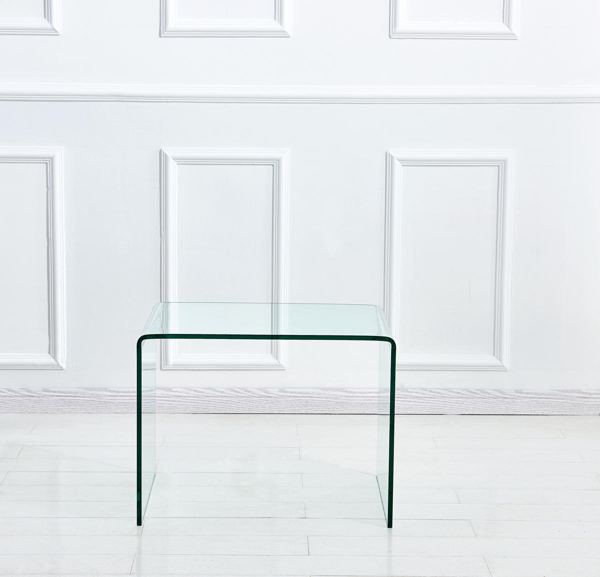 BEISTELLTISCH DE-37404 rechteckig mit gebogenem Glas Transparent - Transparent, Glas (50/40/45cm) - ComfortXL