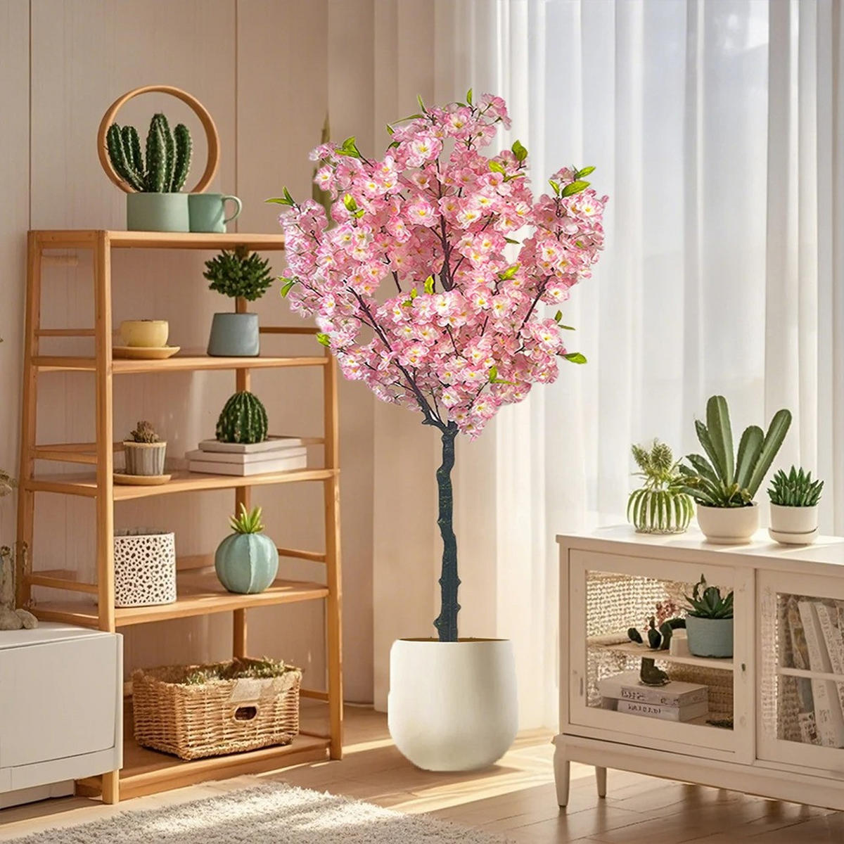 KUNSTPFLANZE Kirschblütenbaum, 120 cm hoch - Pink, Kunststoff (120cm) - Kaket