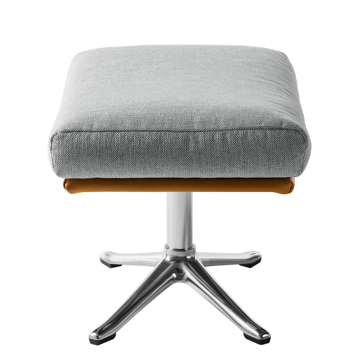 HOCKER mit Kreuzfuß - Chromfarben/Hellgrau, Textil/Metall (54/41/41cm) - home24