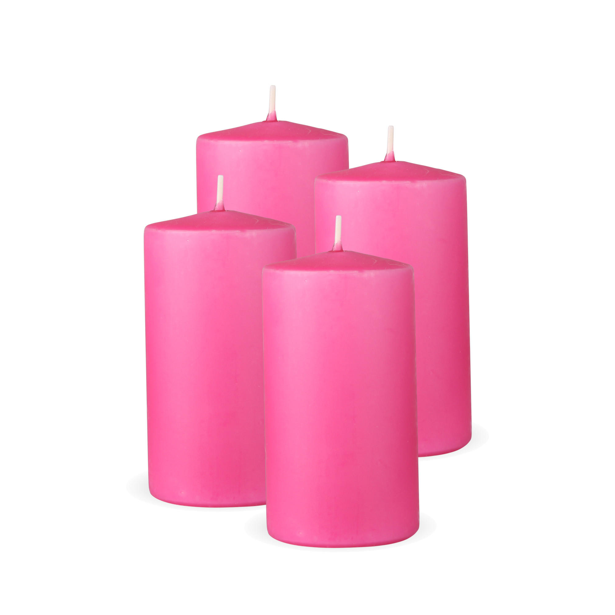 STUMPENKERZEN 4er Pack "Rosa", Größe Ø7cm x Höhe: 12 cm - Rosa, Naturmaterialien (7/12cm) - Bestlivings