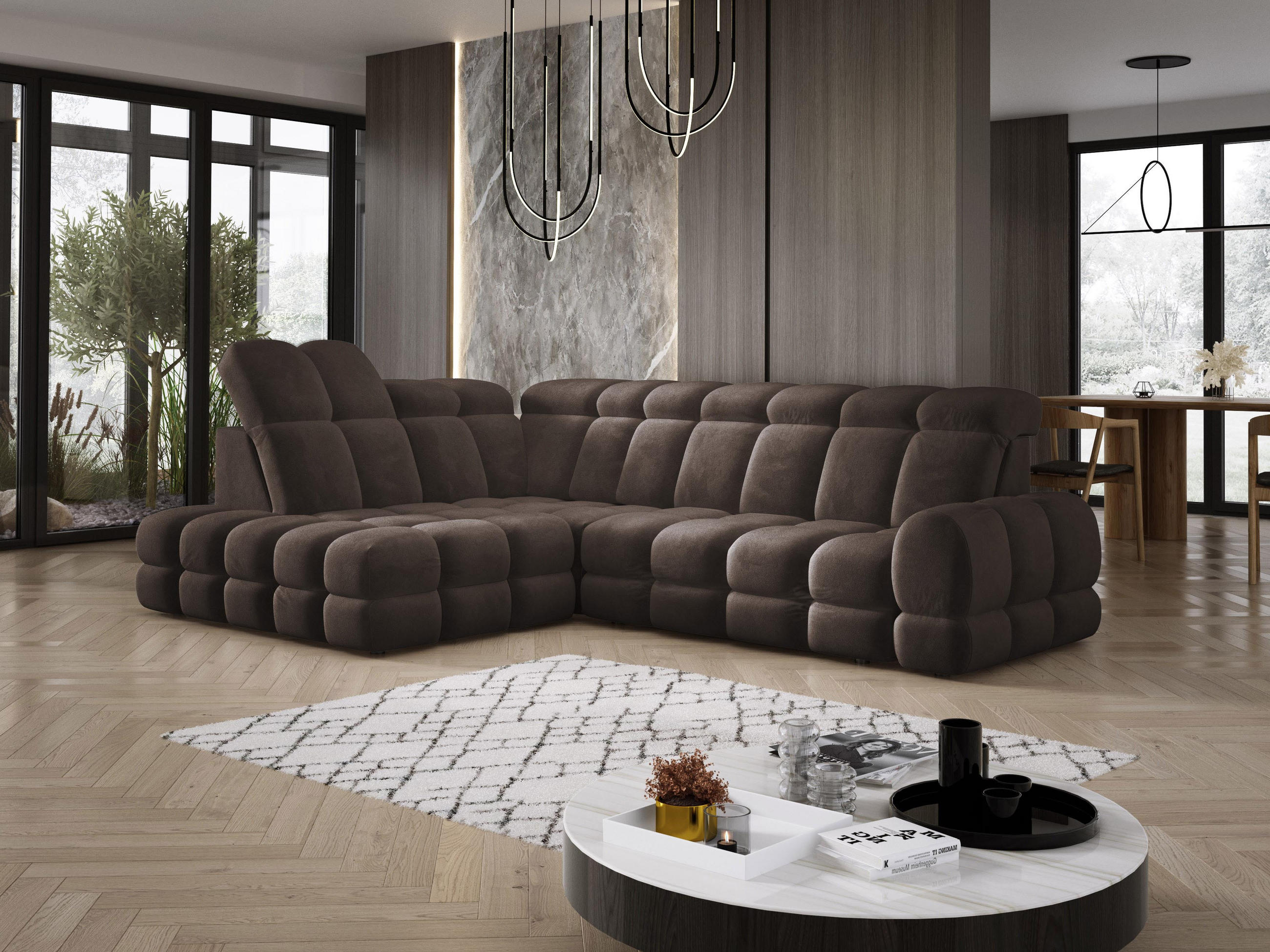 ECKSOFA TOLLO Salvador-stoff L-form 302x217x105 cm grau - Hellgrau, Holz/Textil (302/217cm) - DomoHome