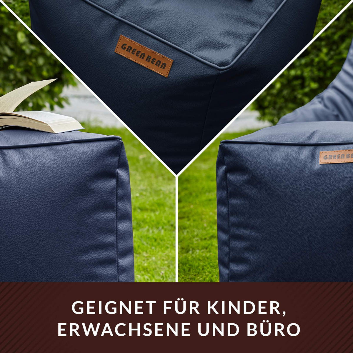 SITZSACK-HOCKER 40x40cm - KUNSTLEDER - Dunkelblau, Textil (40/40/40cm) - Green Bean