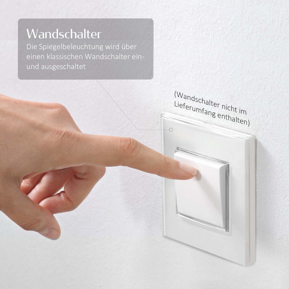 BADSPIEGEL mit Beleuchtung Rechteckig Umweltfreundlicher Silberspiegel 80/60 cm - Weiß, Glas (60/80/3.5cm) - EMKE
