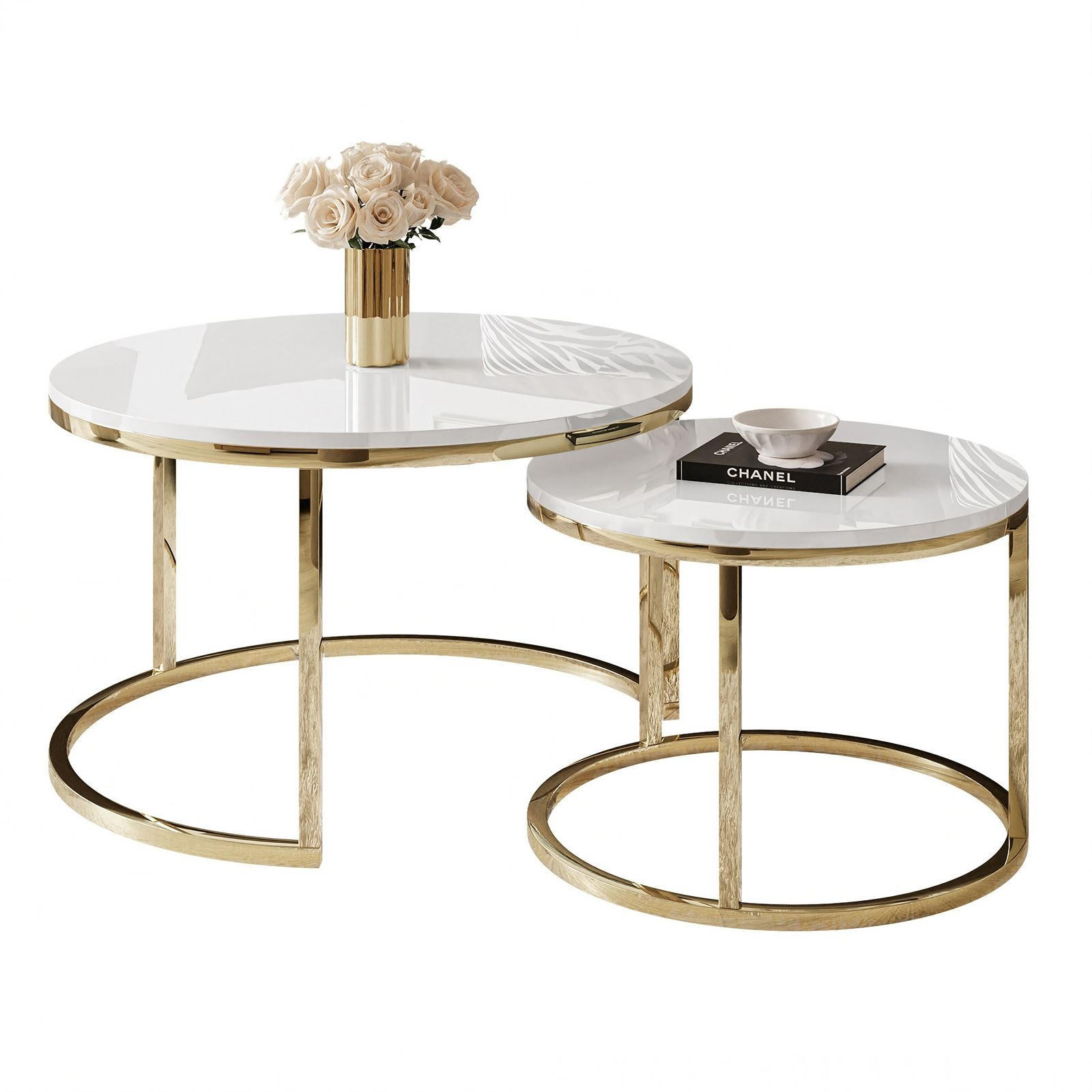 COUCHTISCH CIRI 2-in-1 CHROME gold - Goldfarben, Holzwerkstoff (70/70/48cm) - Lookway