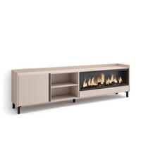 LOWBOARD, Beige, 212/35/61cm, Kamin mit Feuereffekt XXL - Beige, Holzwerkstoff (212/61/35cm) - Skraut Home