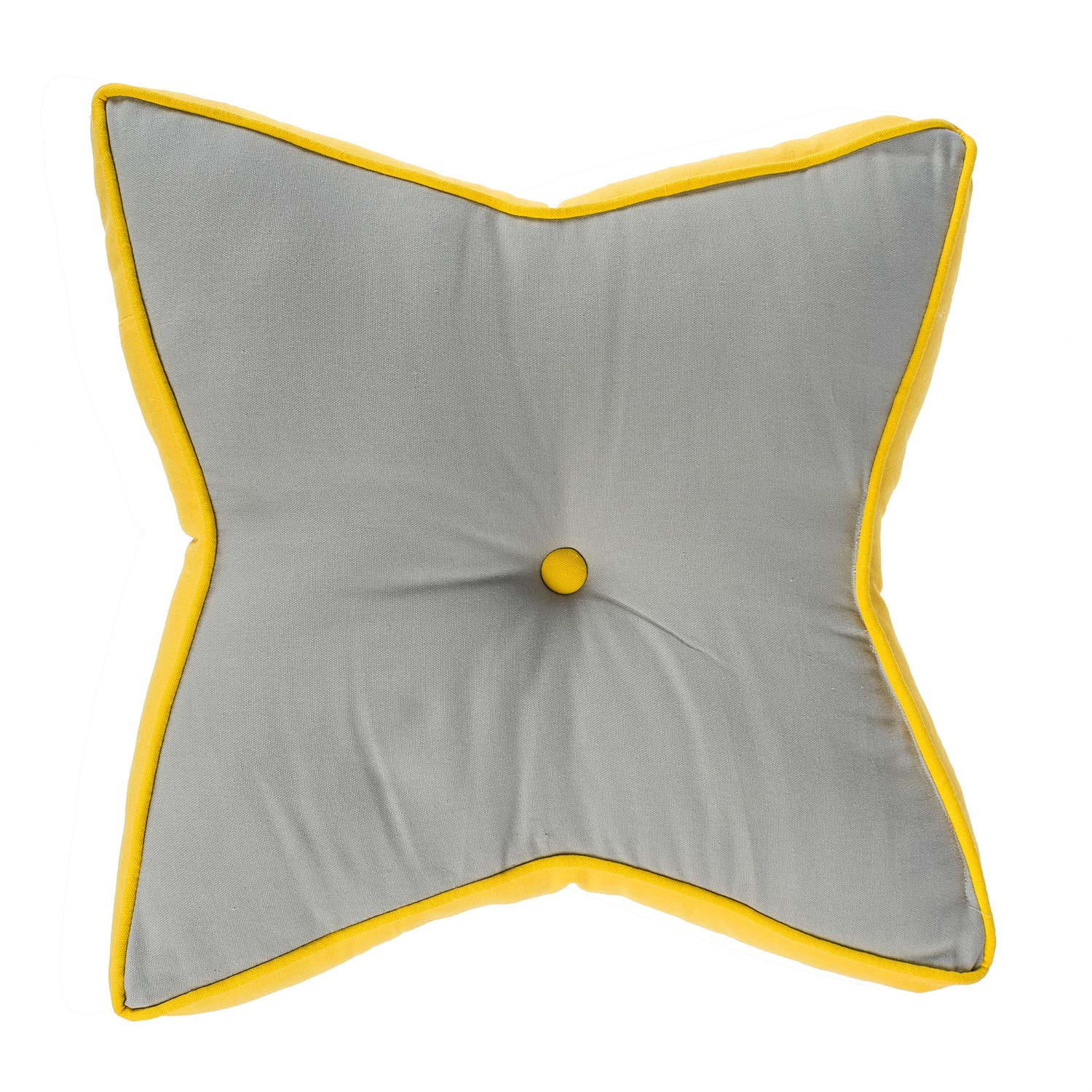BODENKISSEN Stern, grau-gelb 70/48/7 cm - Gelb/Grau, Textil (70/48/7cm) - Homescapes