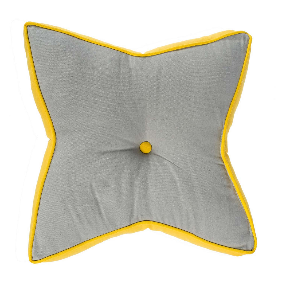 BODENKISSEN Stern, grau-gelb 70/48/7 cm - Gelb/Grau, Textil (70/48/7cm) - Homescapes