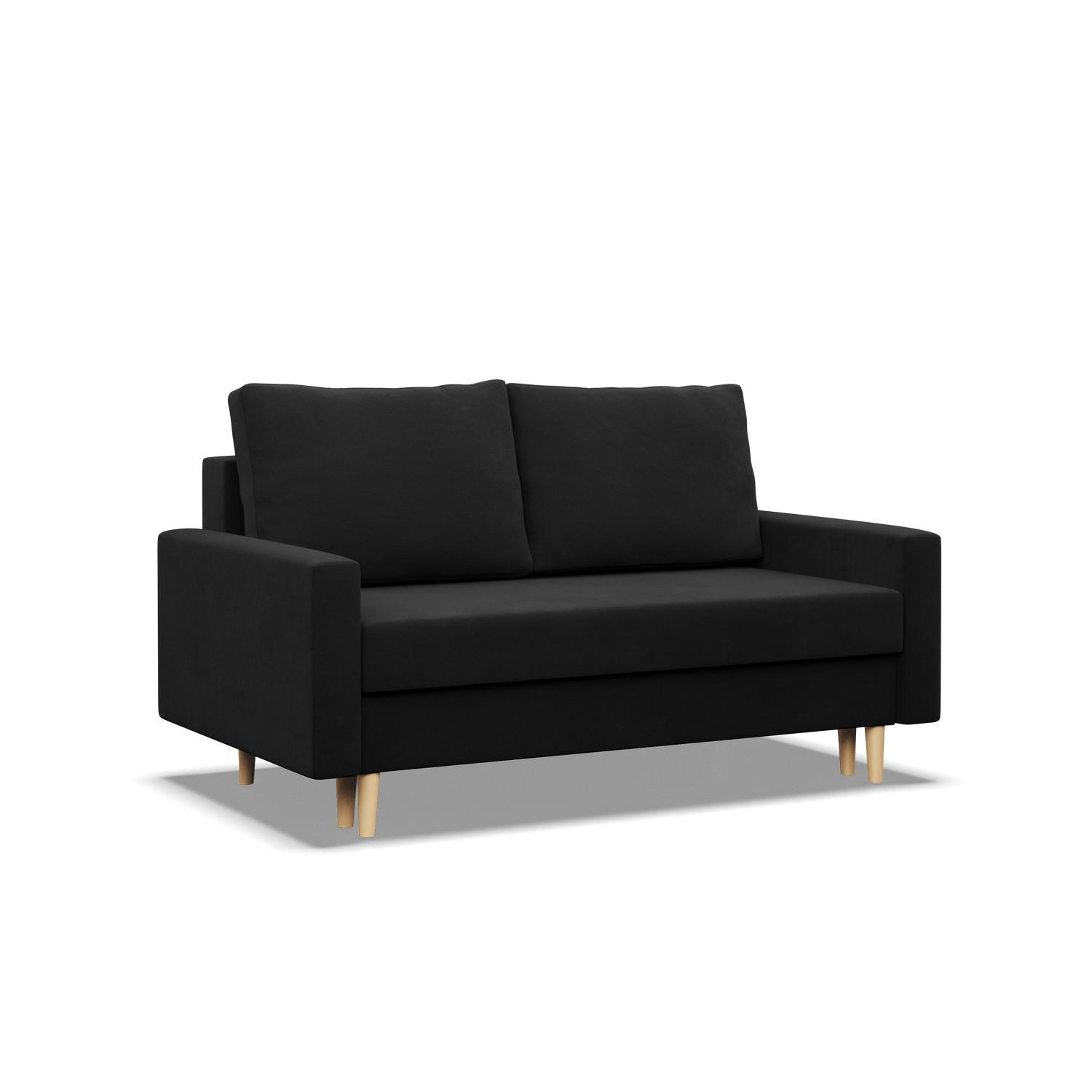 SOFA 2-SITZER MIT SCHLAFFUNKTION BLANK, Schwarz - Schwarz, Textil (152/92/92cm) - Mebligo