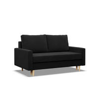 SOFA 2-SITZER MIT SCHLAFFUNKTION BLANK, Schwarz - Schwarz, Textil (152/92/92cm) - Mebligo