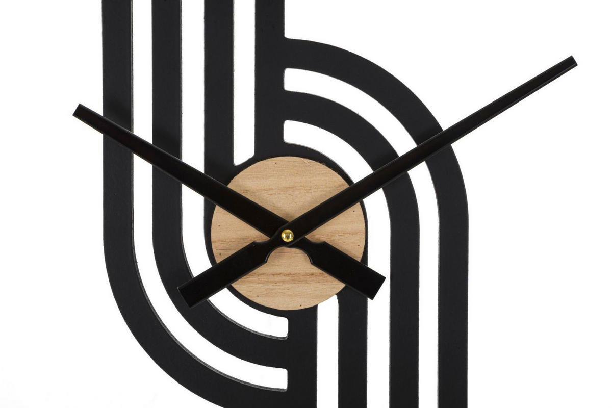 WANDUHR Clips, schwarz und braun, Eisen und MDF, 60 x 2,5 x 60 cm - Schwarz/Braun, Holzwerkstoff/Metall (60/60/2.5cm) - Mauro Ferretti
