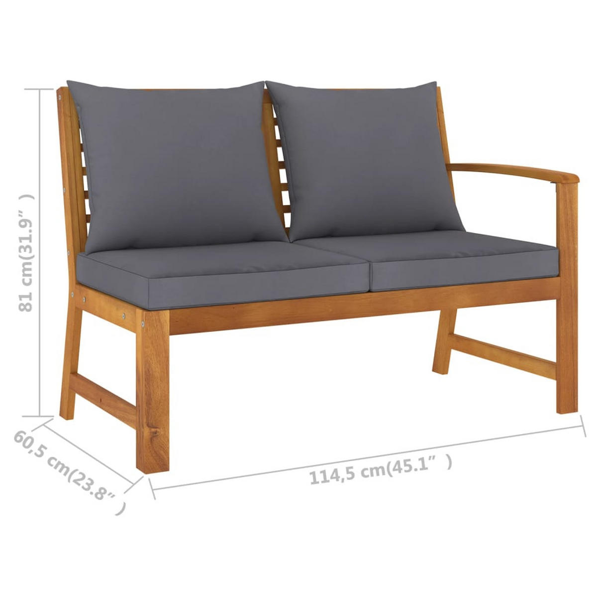 GARTEN-LOUNGE-SET 4-teilig Mit Auflagen Massivholz Akazie - Dunkelgrau, Holz/Textil - vidaXL