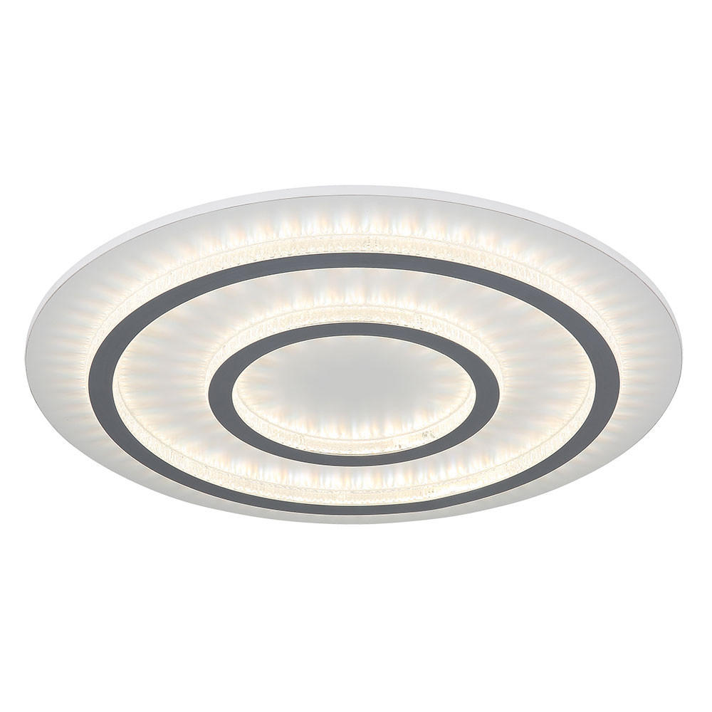 LED DECKENLEUCHTE Kristalle Weiß - Weiß, Metall (55/55/6cm) - Globo Lighting