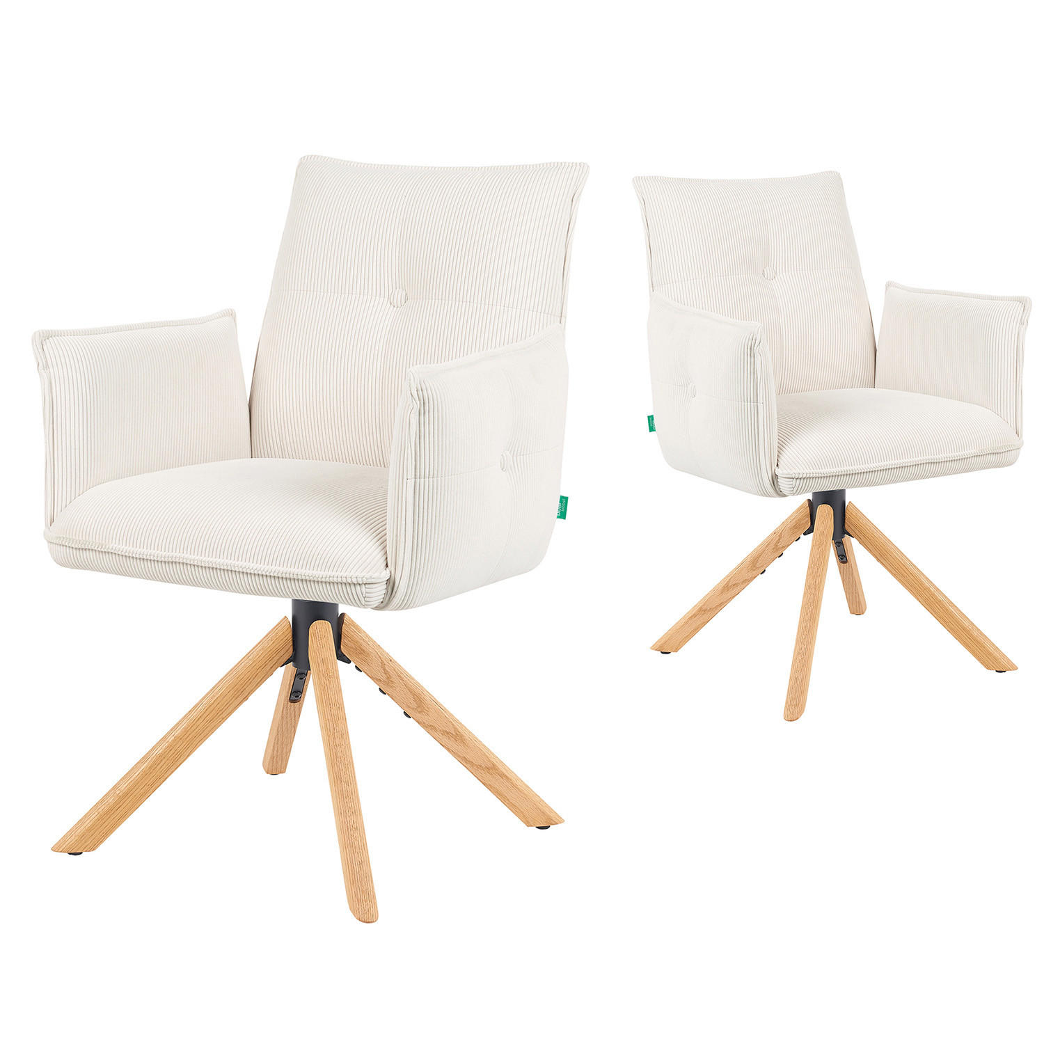 ARMLEHNSTUHL Mika-Paul - Honigeiche/Creme, Eichenholz/Holz (60/88/63cm) - DUBI Möbel