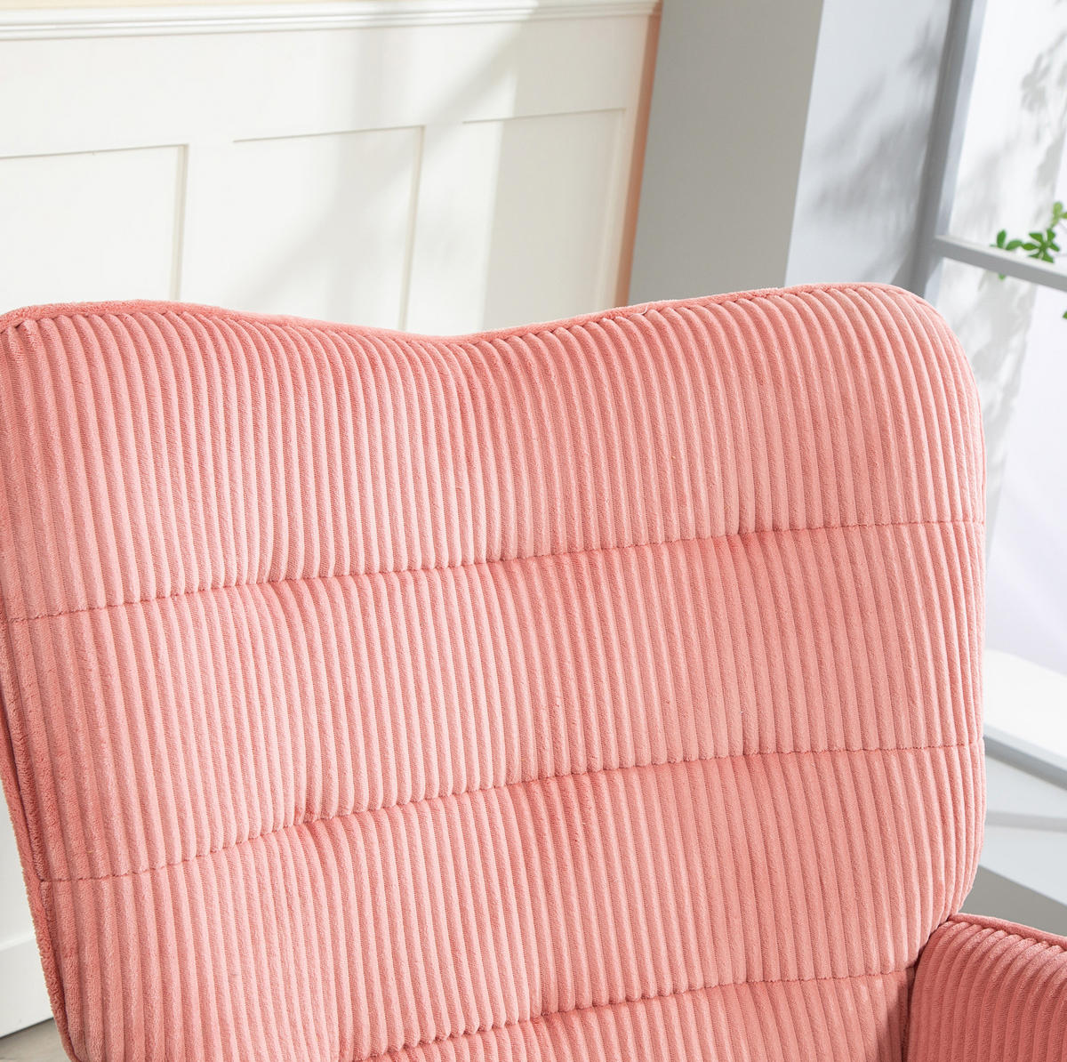 SCHAUKELSTUHL 98/71/101 cm pink aus Polyester mit Armlehnen und hoher Rückenlehne - Rosa, Textil (98/101/71cm) - OKWISH