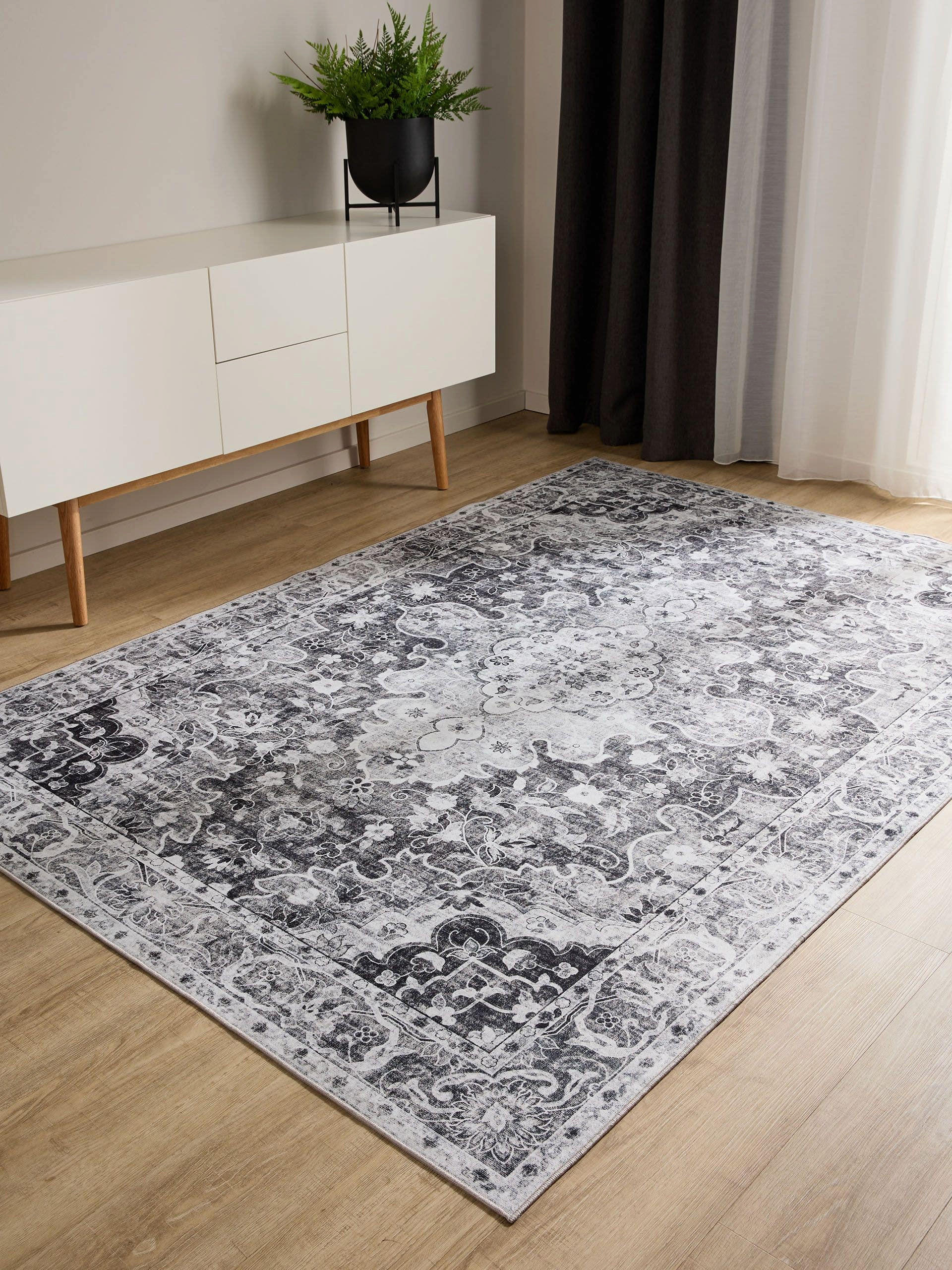 VINTAGE-TEPPICH George waschbar 200x300 cm - Anthrazit, Kunststoff (200/300cm) - benuta