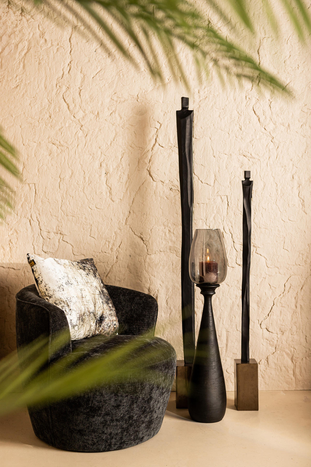 SKULPTUR Mathias Schwarz 11/11/130cm - Schwarz, Metall (11/130/11cm) - PTMD Collection